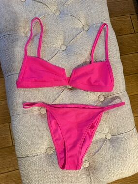 L A Hearts by Pac Sun Women’s Hot Pink Ribbed Bikini Set Small